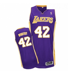 Youth Adidas Los Angeles Lakers 42 James Worthy Authentic Purple Road NBA Jersey