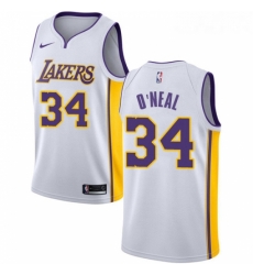 Youth Nike Los Angeles Lakers 34 Shaquille ONeal Authentic White NBA Jersey Association Edition