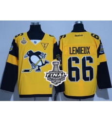 Penguins #66 Mario Lemieux Gold 2017 Stadium Series Stanley Cup Final Patch Stitched NHL Jersey