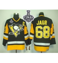 Penguins #68 Jaromir Jagr Black CCM Throwback 2017 Stanley Cup Final Patch Stitched NHL Jersey