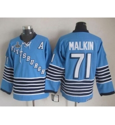 Penguins #71 Evgeni Malkin Light Blue CCM Throwback 2017 Stanley Cup Finals Champions Stitched NHL Jersey