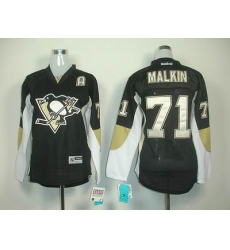 Women Pittaburgh Penguins 71 Malkin black A patch jerseys