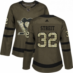 Womens Adidas Pittsburgh Penguins 22 Matt Hunwick Authentic Green Salute to Service NHL Jersey 