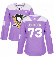 Womens Adidas Pittsburgh Penguins 73 Jack Johnson Authentic Purple Fights Cancer Practice NHL Jersey 