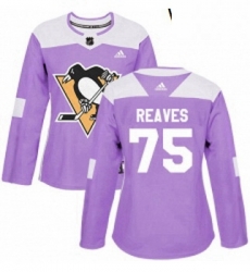 Womens Adidas Pittsburgh Penguins 75 Ryan Reaves Authentic Purple Fights Cancer Practice NHL Jersey 