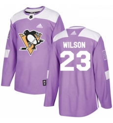 Youth Adidas Pittsburgh Penguins 23 Scott Wilson Authentic Purple Fights Cancer Practice NHL Jersey 