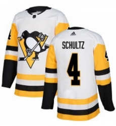 Youth Adidas Pittsburgh Penguins 4 Justin Schultz Authentic White Away NHL Jersey 