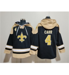 Men New Orleans Saints 4 Derek Carr Black Ageless Must Have Lace Up Pullover Hoodie