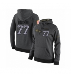 Football Womens Baltimore Ravens 77 Bradley Bozeman Stitched Black Anthracite Salute to Service Player Performance Hoodie