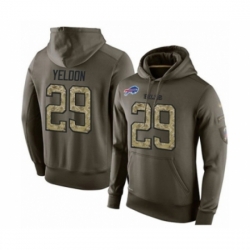 Football Mens Buffalo Bills 29 TJ Yeldon Green Salute To Service Pullover Hoodie