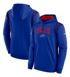 Men Buffalo Bills Royal Sideline Stack Performance Pullover Hoodie 001