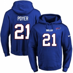 NFL Mens Nike Buffalo Bills 21 Jordan Poyer Royal Blue Name Number Pullover Hoodie