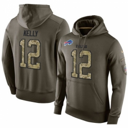 NFL Nike Buffalo Bills 12 Jim Kelly Green Salute To Service Mens Pullover Hoodie