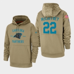 Mens Carolina Panthers 22 Christian McCaffrey 2019 Salute to Service Sideline Therma Pullover Hoodie Tan