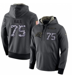 NFL Mens Nike Carolina Panthers 75 Matt Kalil Stitched Black Anthracite Salute to Service Player Performance Hoodie