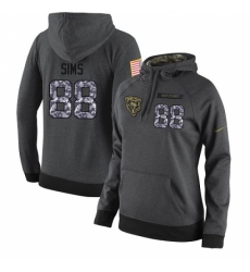 NFL Womens Nike Chicago Bears 88 Dion Sims Stitched Black Anthracite Salute to Service Player Performance Hoodie