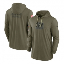 Men Cincinnati Bengals 2022 Olive Salute To Service Tonal Pullover Hoodie