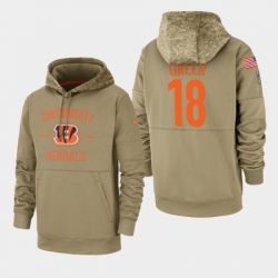 Mens Cincinnati Bengals 18 AJ Green 2019 Salute to Service Sideline Therma Pullover Hoodie Tan