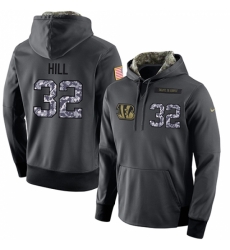 NFL Mens Nike Cincinnati Bengals 32 Jeremy Hill Stitched Black Anthracite Salute to Service Player Performance Hoodie