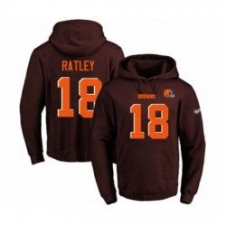 Football Mens Cleveland Browns 18 Damion Ratley Brown Name Number Pullover Hoodie