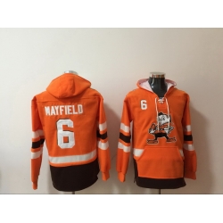 Men Nike Cleveland Browns Baker Mayfield 6 NFL Winter Thick Hoodie Orange