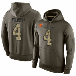 NFL Nike Cleveland Browns 4 Britton Colquitt Green Salute To Service Mens Pullover Hoodie