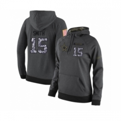 Football Womens Dallas Cowboys 15 Devin Smith Stitched Black Anthracite Salute to Service Player Performance Hoodie