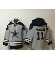 Men Dallas Cowboys 11 Micah Parsons Grey Ageless Must Have Lace Up Pullover Hoodie