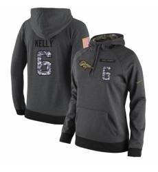 NFL Womens Nike Denver Broncos 6 Chad Kelly Stitched Black Anthracite Salute to Service Player Performance Hoodie