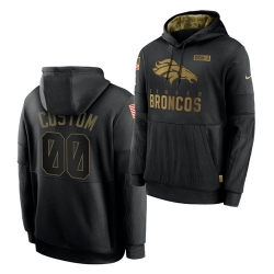 Men Custom Men Denver Broncos 2020 Salute To Service Black Sideline Performance Pullover Hoodie