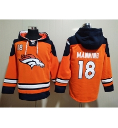 Men Denver Broncos 18 Peyton Manning Stitched Hoodie