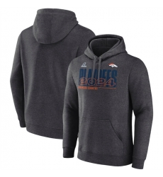 Men Denver Broncos Heather Charcoal 2024 Playoffs Pullover Hoodie