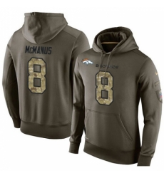 NFL Nike Denver Broncos 8 Brandon McManus Green Salute To Service Mens Pullover Hoodie