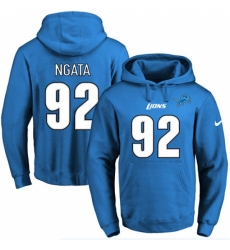 NFL Mens Nike Detroit Lions 92 Haloti Ngata Blue Name Number Pullover Hoodie