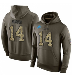 NFL Nike Detroit Lions 14 Jake Rudock Green Salute To Service Mens Pullover Hoodie