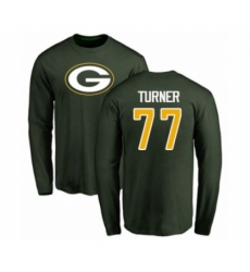 Football Green Bay Packers 77 Billy Turner Green Name Number Logo Long Sleeve T Shirt