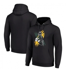 Men Starter Black Green Bay Packers Player X Fleece Pullover Hoodie