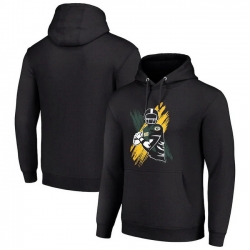 Men Starter Black Green Bay Packers Player X Fleece Pullover Hoodie