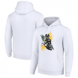 Men Starter White Green Bay Packers Player X Fleece Pullover Hoodie