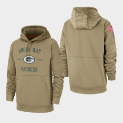 Mens Green Bay Packers Tan 2019 Salute to Service Sideline Therma Pullover Hoodie