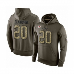 Football Mens Kansas City Chiefs 20 Morris Claiborne Green Salute To Service Pullover Hoodie