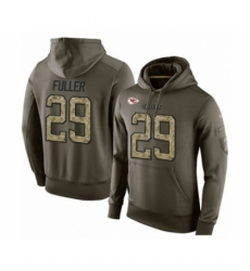 Football Mens Kansas City Chiefs 29 Kendall Fuller Green Salute To Service Pullover Hoodie