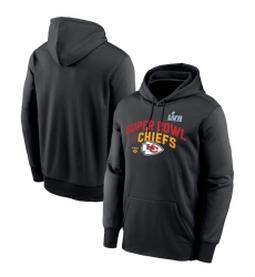 Men Kansas City Chiefs Black Super Bowl LVII Team Logo Lockup Therma Performance Pullover Hoodie