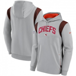 Men Kansas City Chiefs Grey Sideline Stack Performance Pullover Hoodie 002