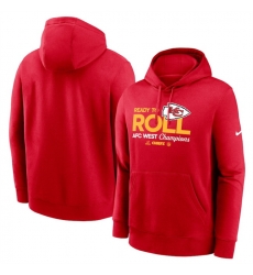 Men Kansas City Chiefs Red 2024 AFC West Champions Locker Room Trophy Collection Pullover Hoodie