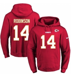 NFL Mens Nike Kansas City Chiefs 14 Demarcus Robinson Red Name Number Pullover Hoodie