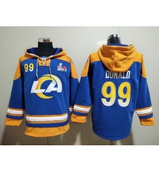 Men Los Angeles Rams 99 Aaron Donald 2022 Royal Super Bowl LVI Champions Pullover Hoodi