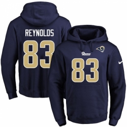 NFL Mens Nike Los Angeles Rams 83 Josh Reynolds Navy Blue Name Number Pullover Hoodie