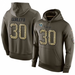 NFL Nike Los Angeles Rams 30 Todd Gurley Green Salute To Service Mens Pullover Hoodie