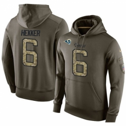 NFL Nike Los Angeles Rams 6 Johnny Hekker Green Salute To Service Mens Pullover Hoodie